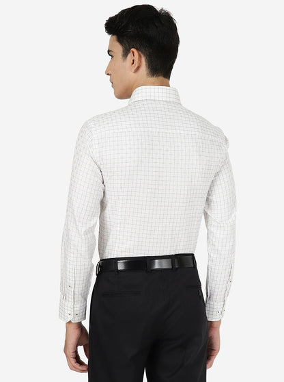 White Checked Slim Fit Formal Shirt | Greenfibre