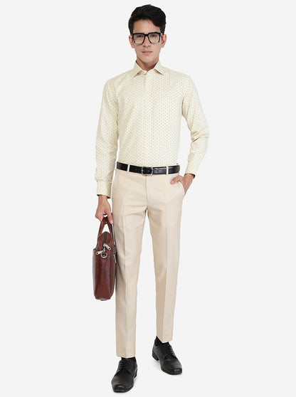 Yellow Printed Slim fit Formal Shirt | Greenfibre