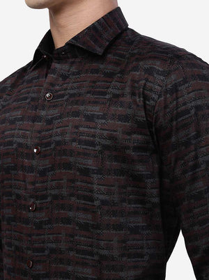 Maroon Printed Slim Fit Party Wear Shirt | JB Studio