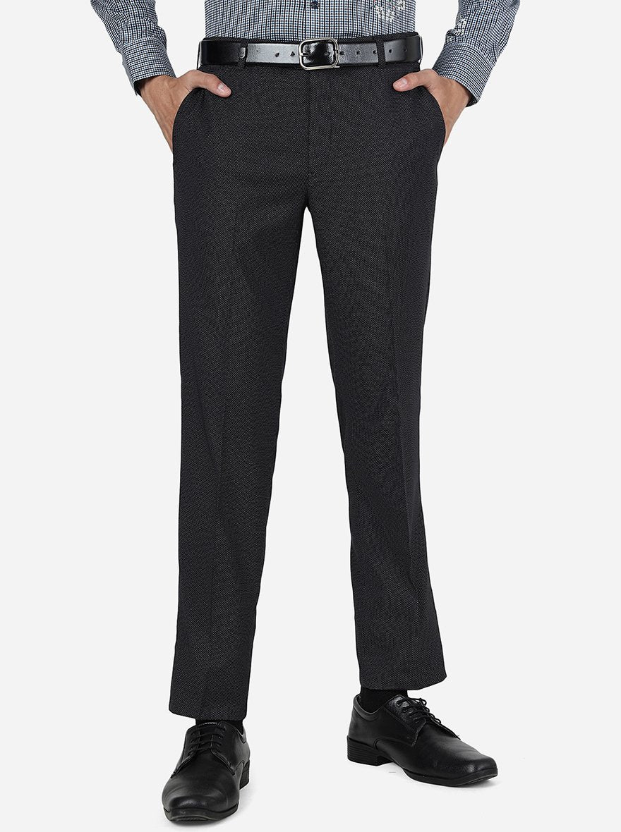Black Solid Slim Fit Formal Trouser | JB Studio