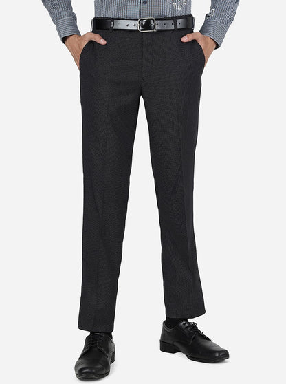 Black Solid Slim Fit Formal Trouser | JB Studio