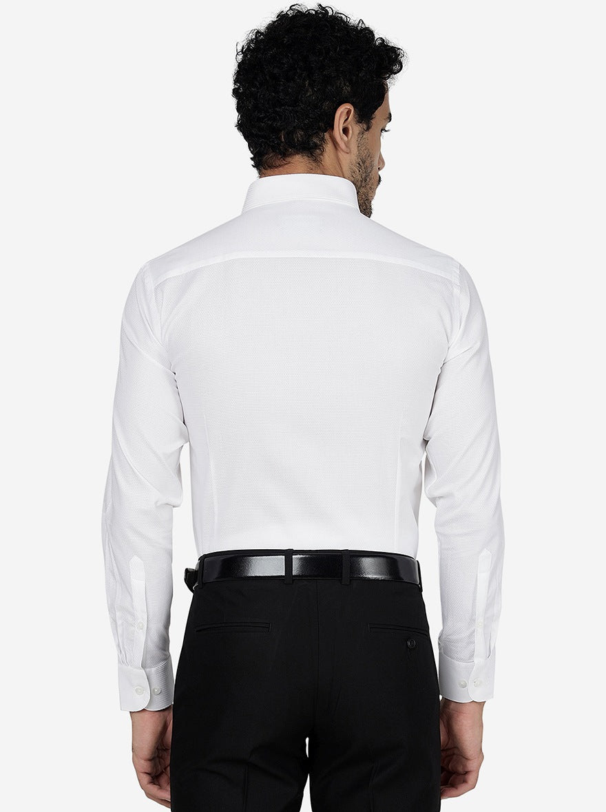 White Solid Slim Fit Formal Shirt | Metal