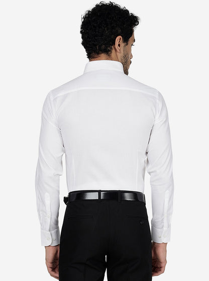 White Solid Slim Fit Formal Shirt | Metal