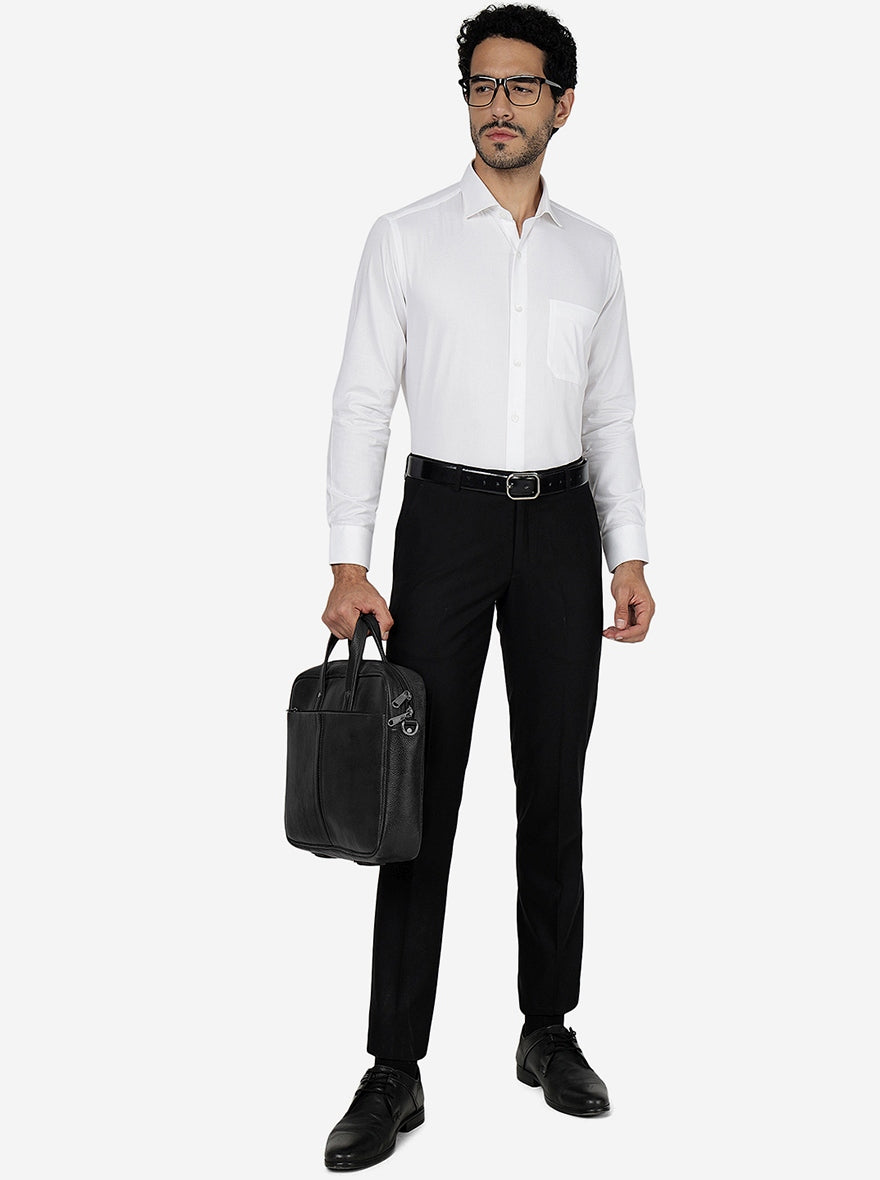 White Solid Slim Fit Formal Shirt | Metal