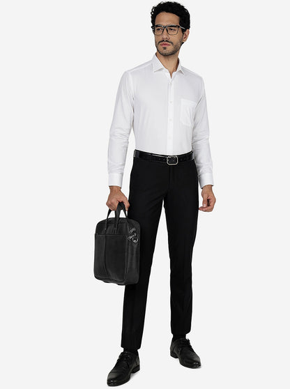 White Solid Slim Fit Formal Shirt | Metal