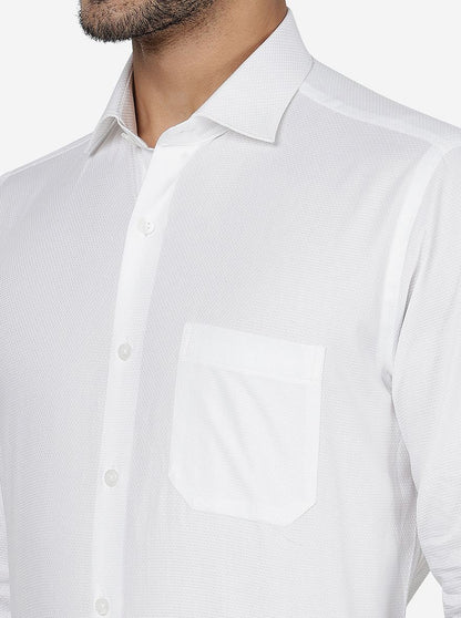 White Solid Slim Fit Formal Shirt | Metal