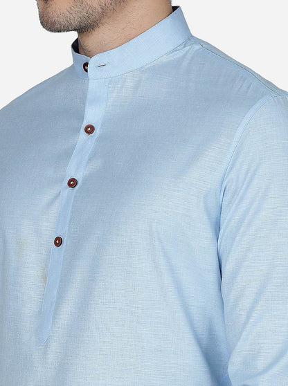 Sky Blue Solid Regular Fit Modi Kurta | JadeBlue