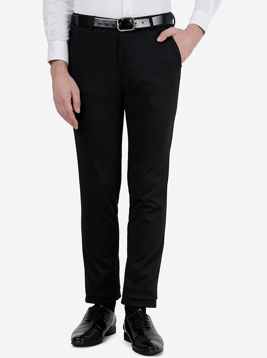 Black Solid Slim Fit Club Wear Trouser | JB Studio