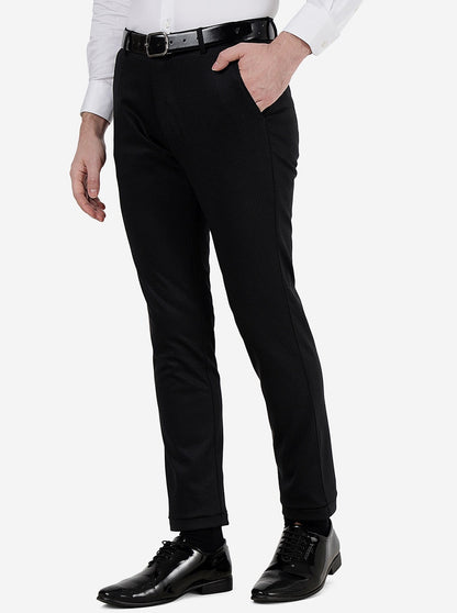 Black Solid Slim Fit Club Wear Trouser | JB Studio