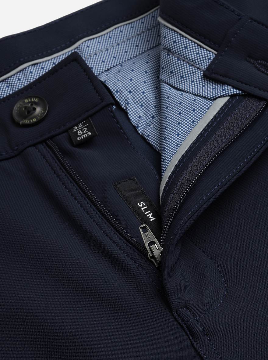 Navy Blue Solid Slim Fit Club Wear Trouser | JB Studio