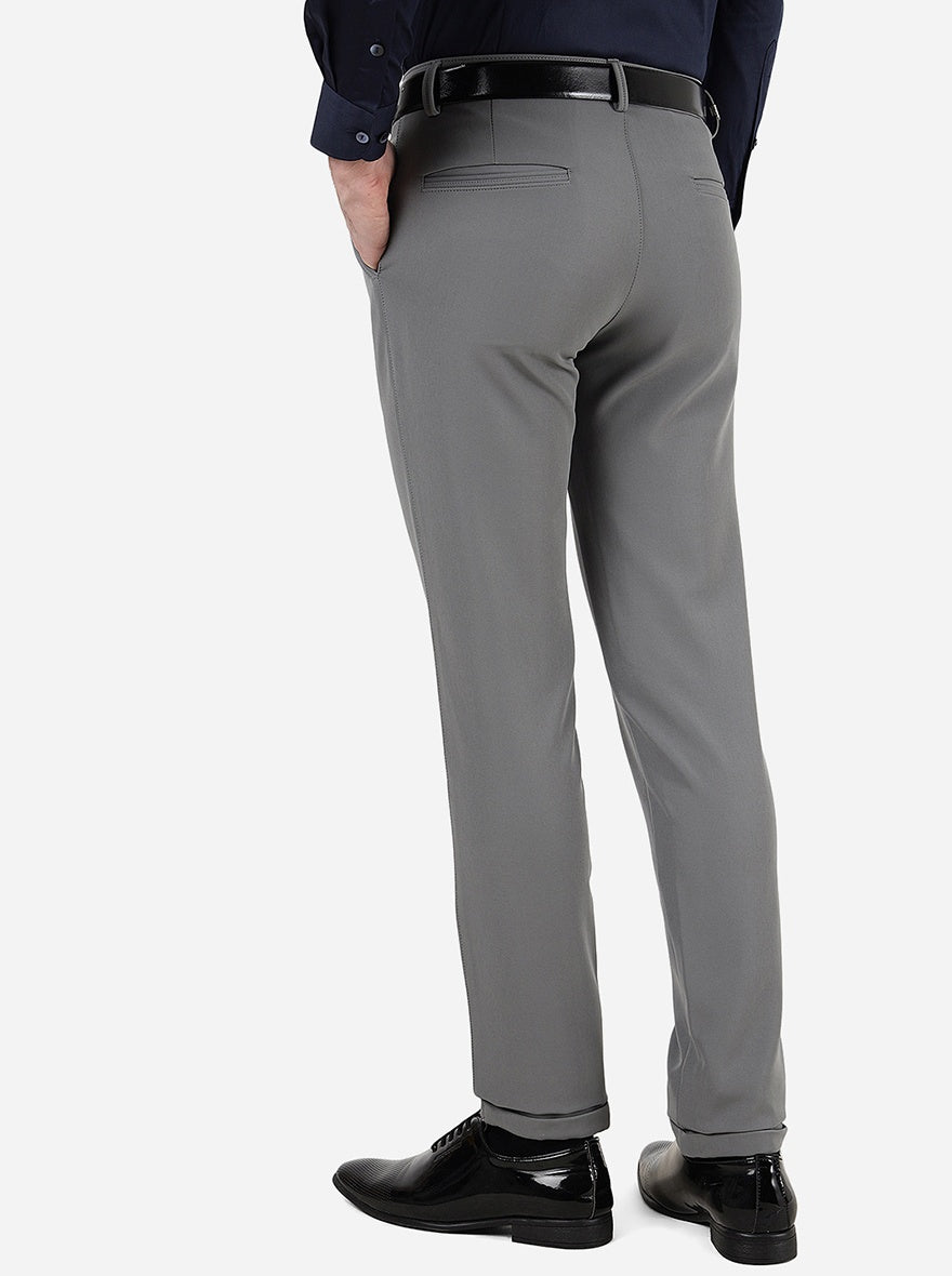 Grey Solid Slim Fit Club Wear Trouser | JB Studio