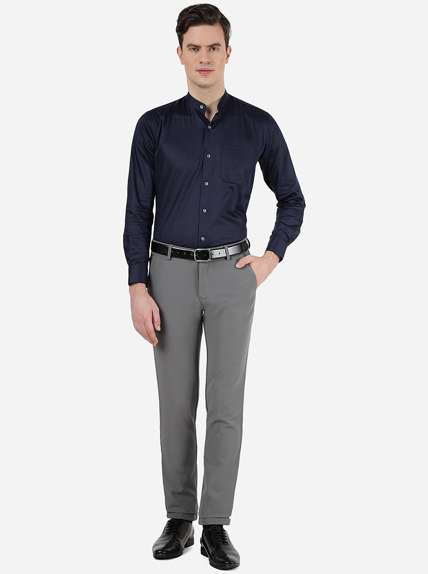 Grey Solid Slim Fit Club Wear Trouser | JB Studio