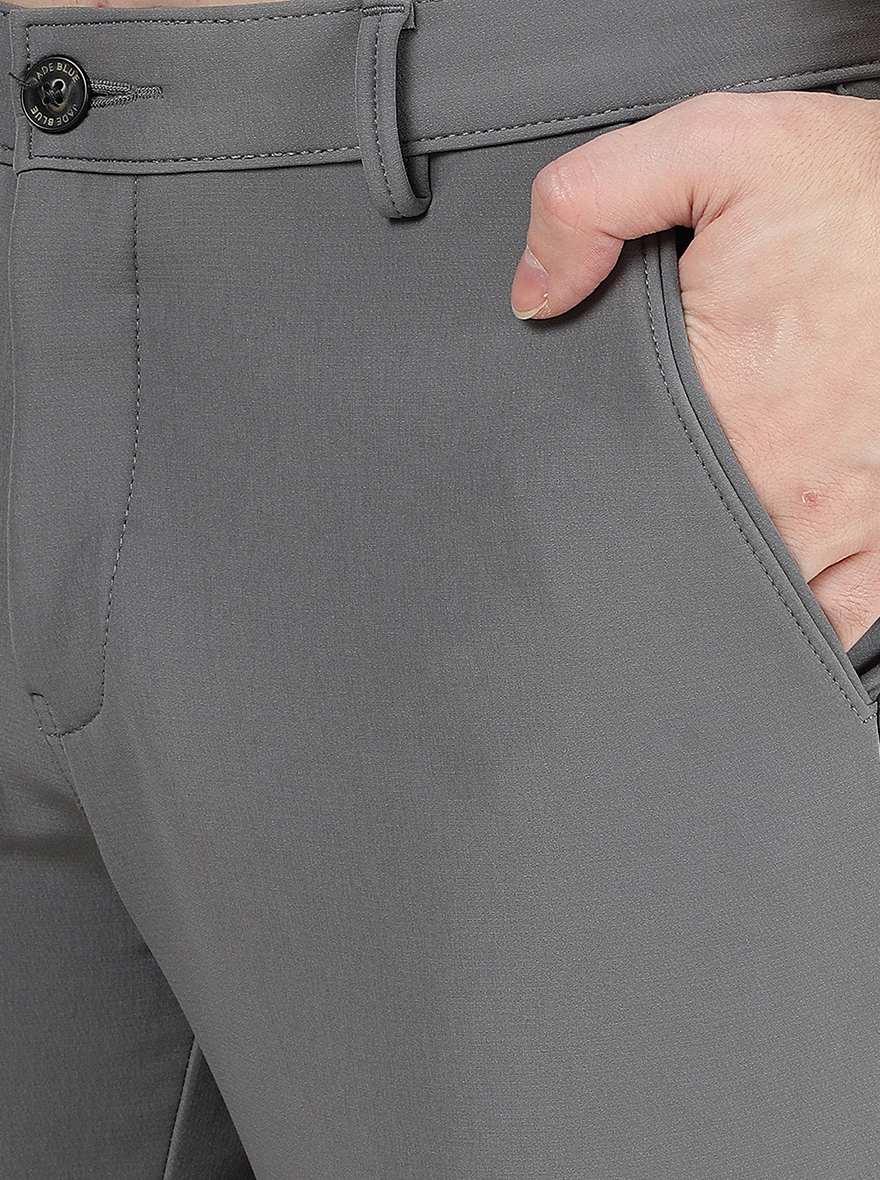 Grey Solid Slim Fit Club Wear Trouser | JB Studio