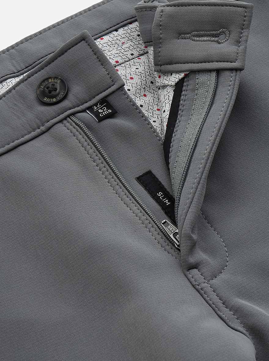 Grey Solid Slim Fit Club Wear Trouser | JB Studio