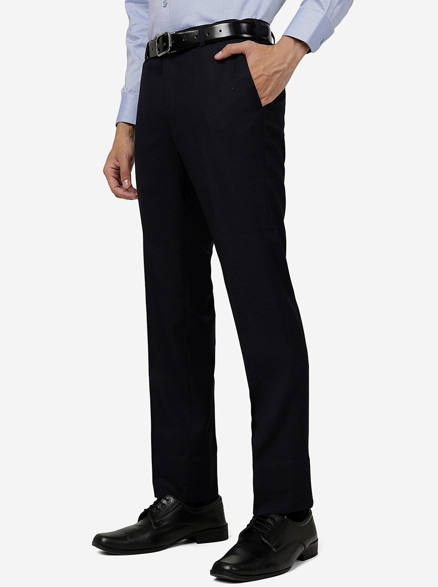 Navy Blue Solid SLIM FIT Formal Trouser | JB Studio