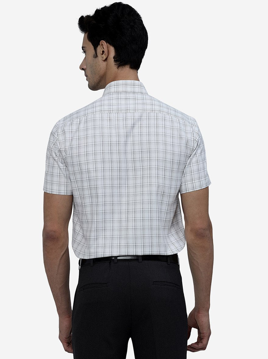 White Checked Regular Fit Formal Shirt | Greenfibre