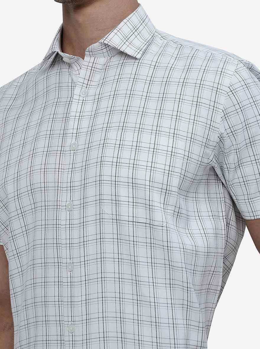 White Checked Regular Fit Formal Shirt | Greenfibre