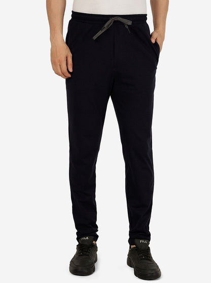 Navy Blue Solid Regular Fit Track Pant | JadeBlue