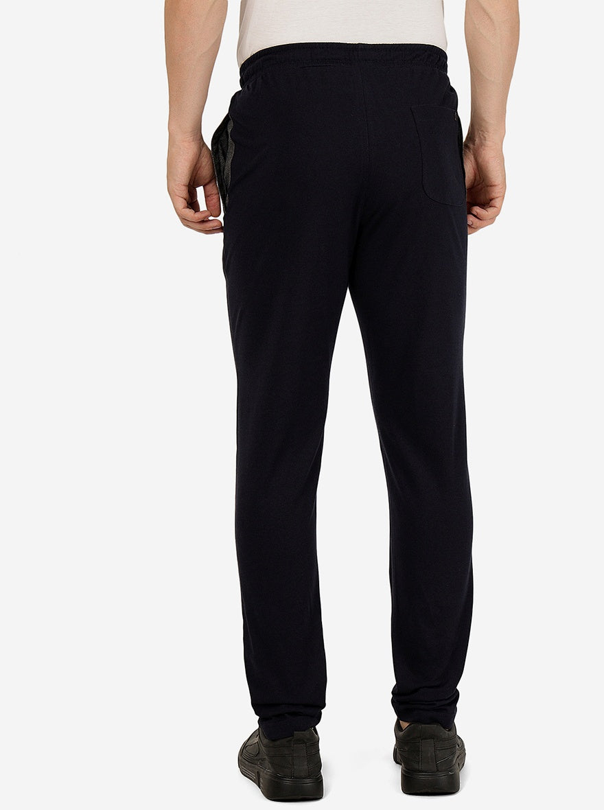 Navy Blue Solid Regular Fit Track Pant | JadeBlue