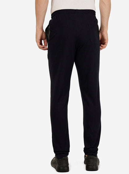 Navy Blue Solid Regular Fit Track Pant | JadeBlue