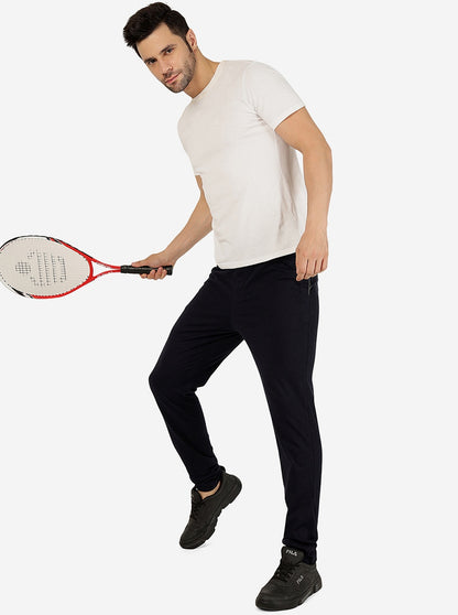 Navy Blue Solid Regular Fit Track Pant | JadeBlue