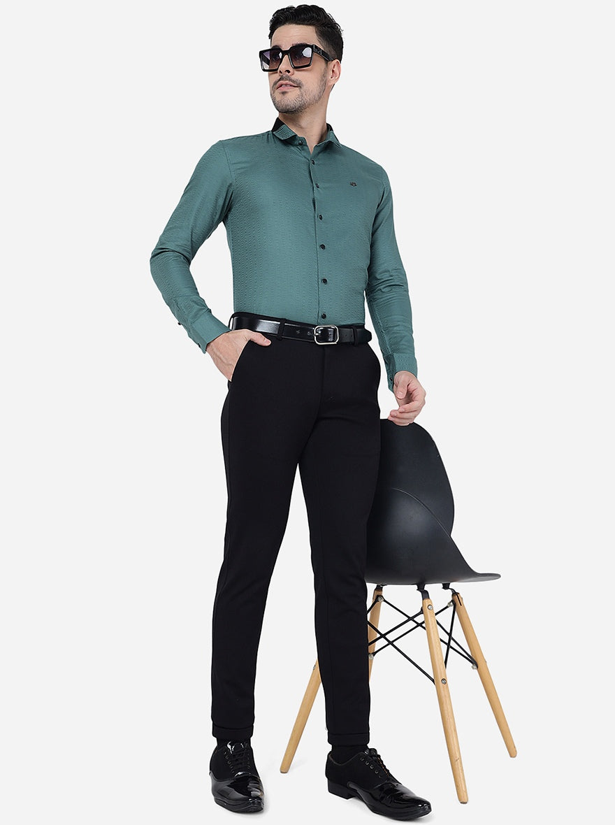 Pista Green Solid Slim Fit Party Wear Shirt | JB Studio