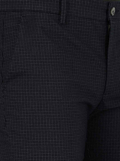 Navy Blue Solid Super Slim Fit Casual Trouser | Greenfibre