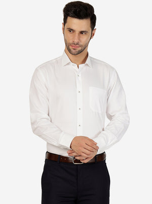 White Solid Regular Fit Formal Shirt | JadeBlue
