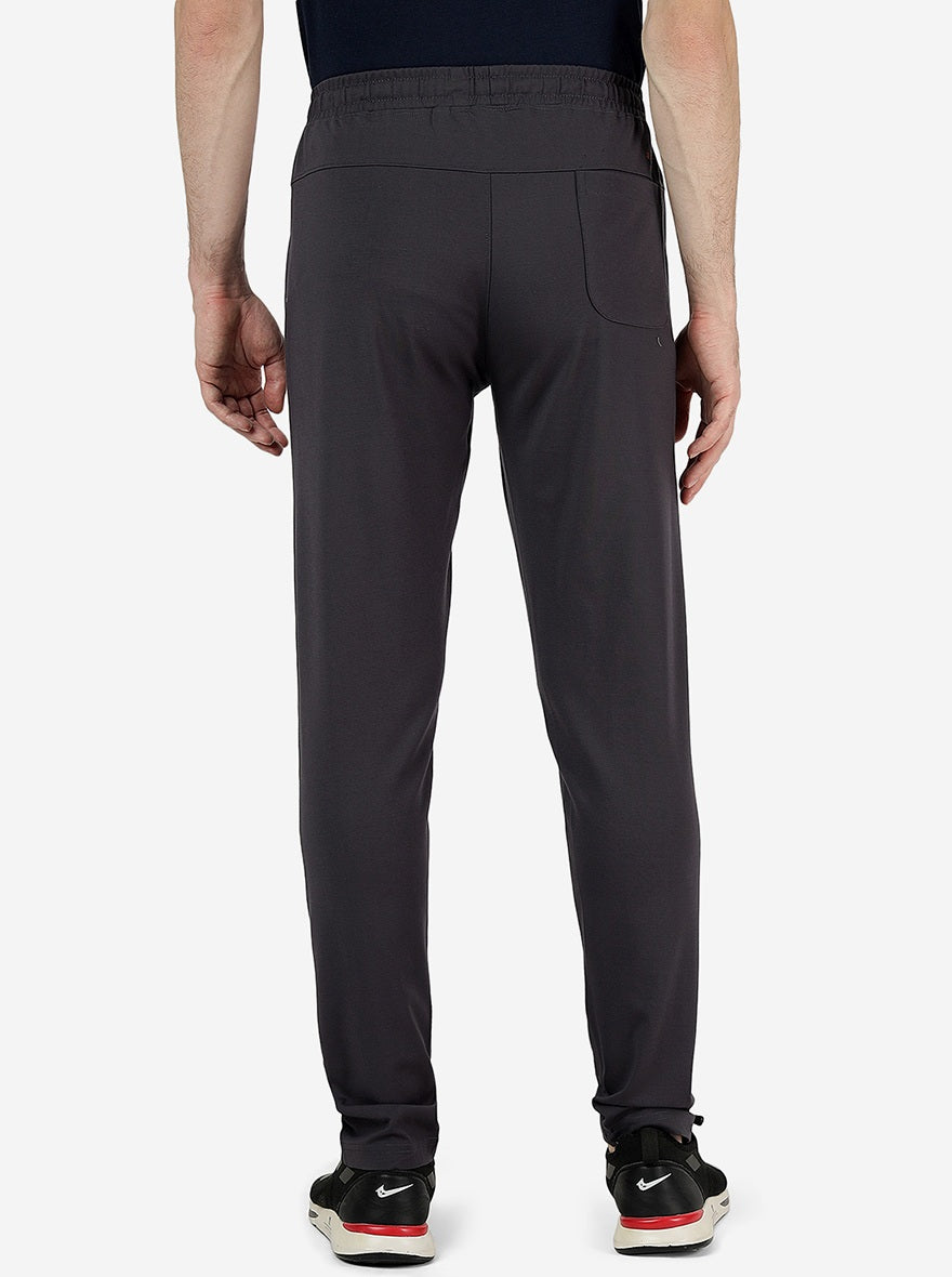 Dark Grey Solid Slim Fit Track Pant | JadeBlue