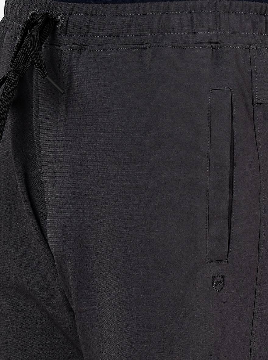 Dark Grey Solid Slim Fit Track Pant | JadeBlue