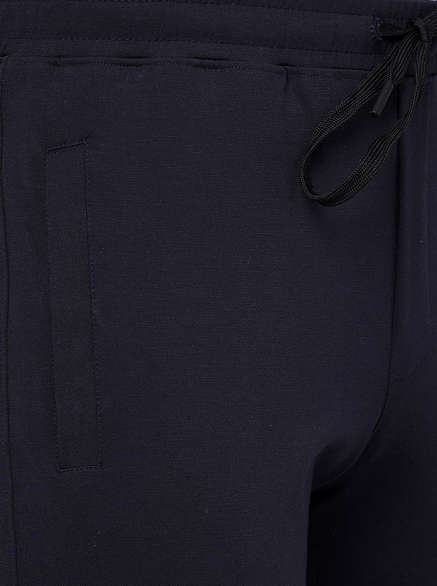 Dark Navy Blue Solid Slim Fit Track Pant | JadeBlue