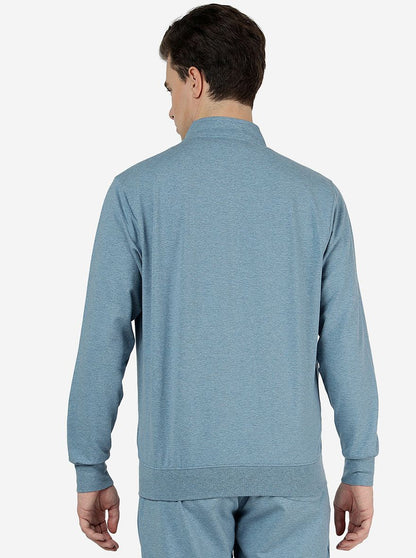 Blue Solid Slim Fit Winter T-Shirt | JadeBlue