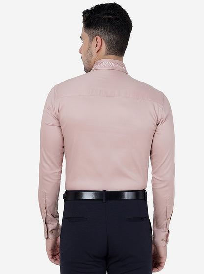 Onion Pink Solid Slim Fit Party Wear Shirt | JB Studio
