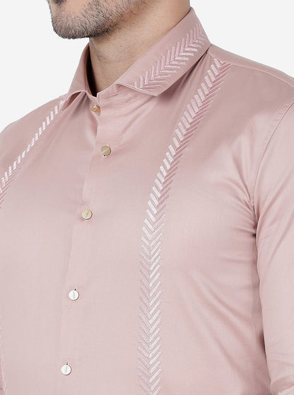 Onion Pink Solid Slim Fit Party Wear Shirt | JB Studio