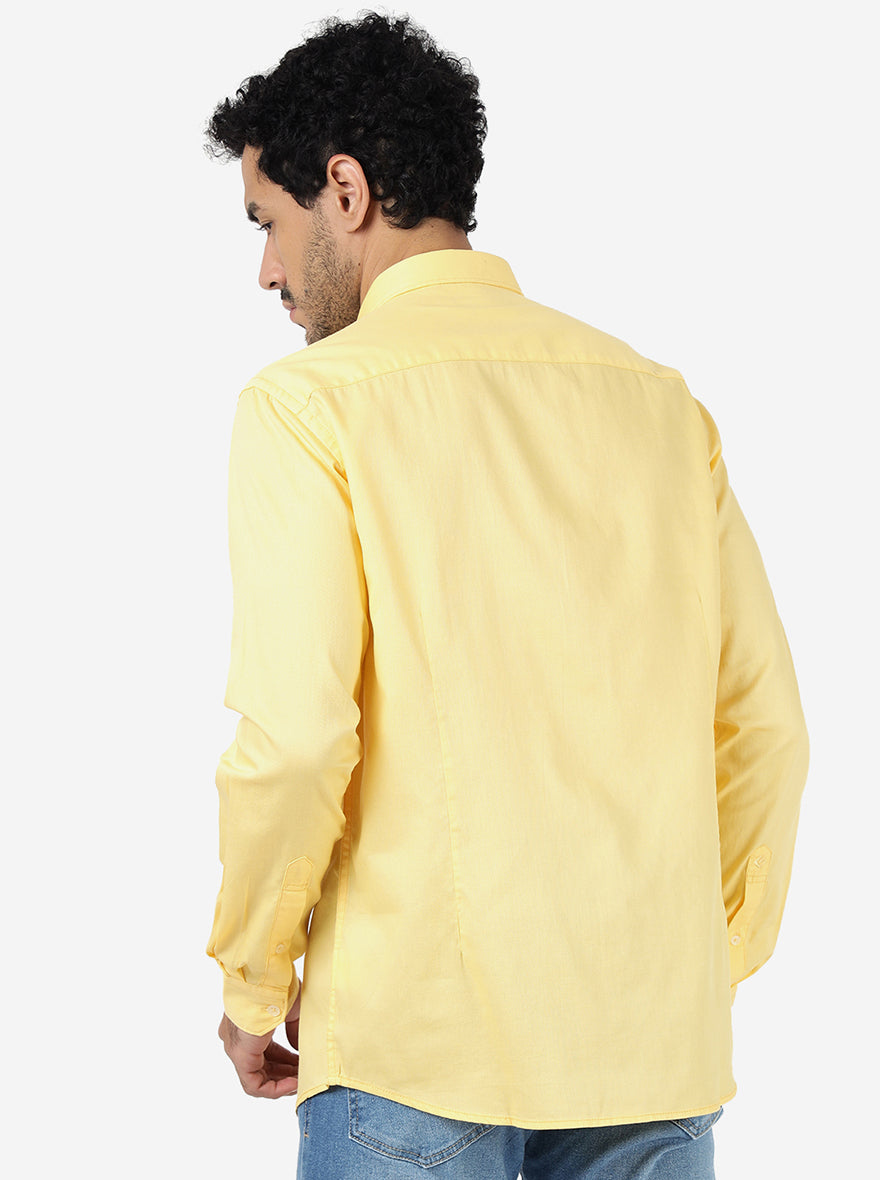 Yellow Solid Smart Fit Semi Casual Shirt | Greenfibre