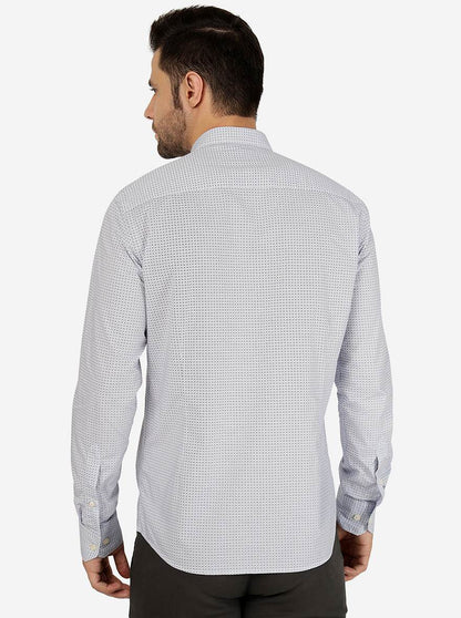 Light Blue Printed Slim Fit Semi Casual Shirt | JadeBlue