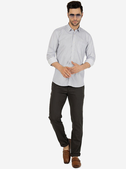 Light Blue Printed Slim Fit Semi Casual Shirt | JadeBlue