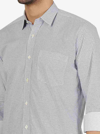 Light Blue Printed Slim Fit Semi Casual Shirt | JadeBlue