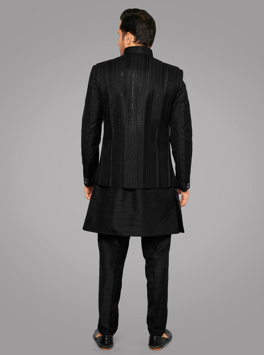 Black Kurta Pajama with Koti | TULA