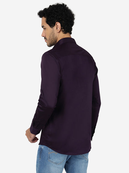 Purple Solid Slim Fit Casual Shirt | JadeBlue