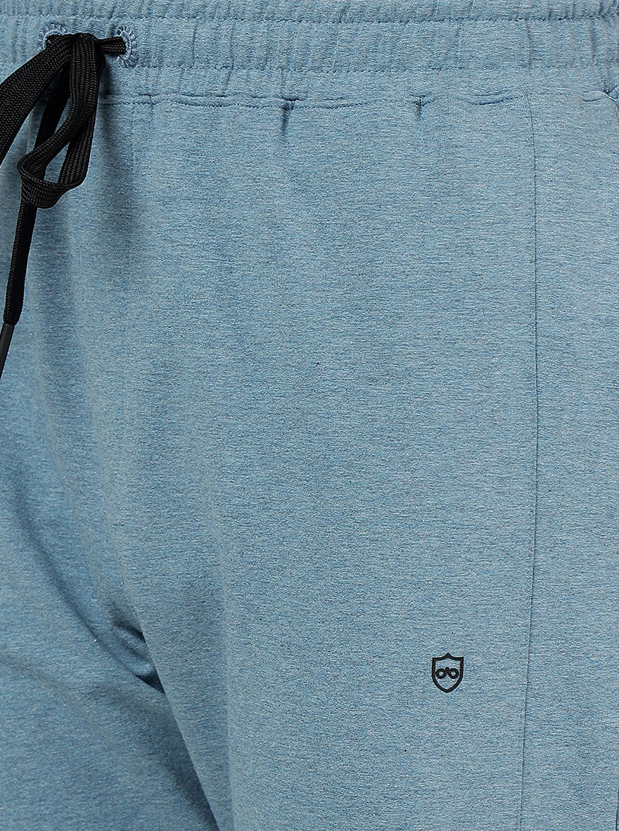 Blue Melange Solid Slim Fit Track Pant | JadeBlue