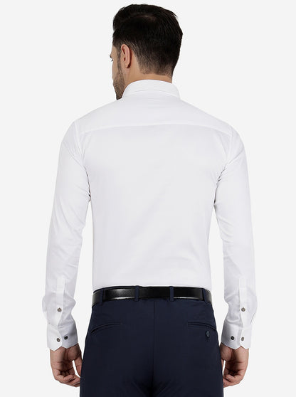 White Solid Slim Fit Party Wear Shirt | JB Studio