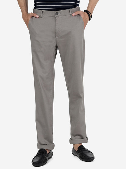 Grey Solid Uno Fit Casual Trouser | JadeBlue