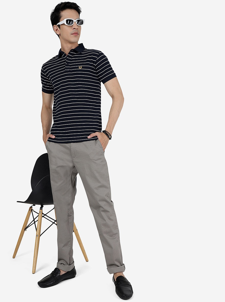 Grey Solid Uno Fit Casual Trouser | JadeBlue