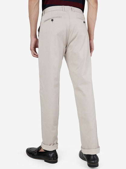Cream Solid Uno Fit Casual Trouser | JadeBlue