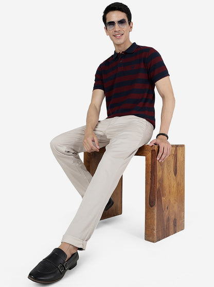 Cream Solid Uno Fit Casual Trouser | JadeBlue