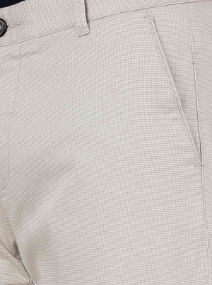 Cream Solid Uno Fit Casual Trouser | JadeBlue