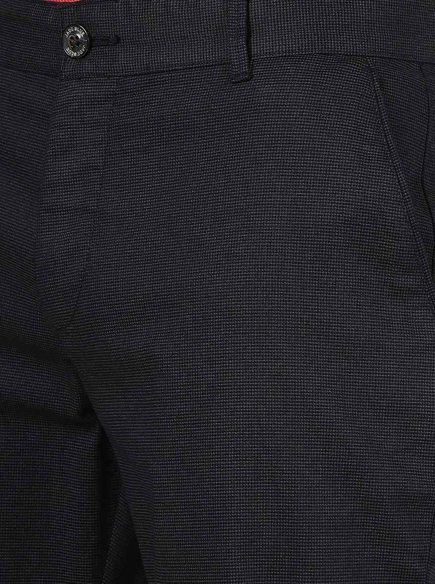 Black Solid Uno Fit Casual Trouser | JadeBlue