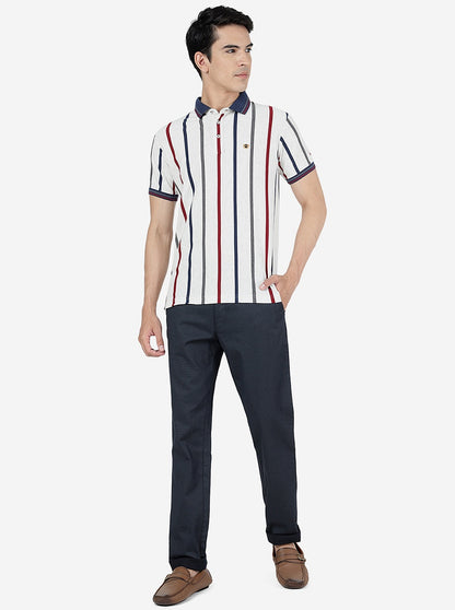 Navy Blue Solid Uno Fit Casual Trouser | JadeBlue