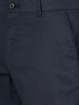 Navy Blue Solid Uno Fit Casual Trouser | JadeBlue